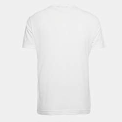 مملوكة مسبقًا Dolce & Gabbana White Rose Embroidery Cotton Crew Neck T-Shirt M