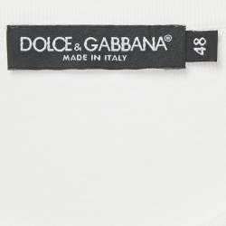مملوكة مسبقًا Dolce & Gabbana White Rose Embroidery Cotton Crew Neck T-Shirt M