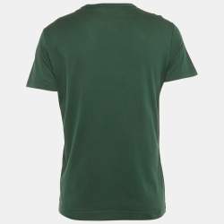 Pre Owned Dolce & Gabbana Green Logo Plaque Detail Cotton Crew Neck T-Shirt M