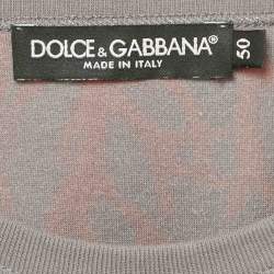 Pre Owned Dolce & Gabbana Grey Coral Print Cotton Crew Neck T-Shirt L