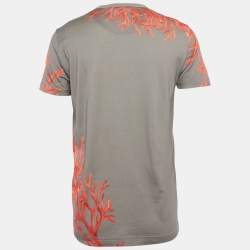 Pre Owned Dolce & Gabbana Grey Coral Print Cotton Crew Neck T-Shirt L