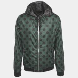 Pre Owned Dolce & Gabbana Green Polka Dot Print Synthetic Reversible Zip-Up Jacket XL