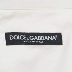 Pre Owned Dolce & Gabbana Off-White Coin Print Cotton Hawaiian Shirt L