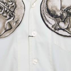 Pre Owned Dolce & Gabbana Off-White Coin Print Cotton Hawaiian Shirt L