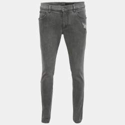 Pre Owned Dolce & Gabbana Grey Washed Denim Slim Fit Jeans M