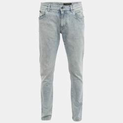 Pre Owned Dolce & Gabbana Light Blue Distressed Denim Jeans M Waist 32"