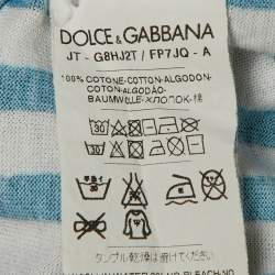 Pre Owned Dolce & Gabbana Blue Striped Majolica Print Cotton Crew Neck T-Shirt S