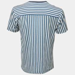 Pre Owned Dolce & Gabbana Blue Striped Majolica Print Cotton Crew Neck T-Shirt S