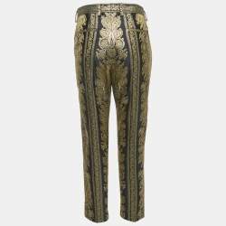 Pre Owned Dolce & Gabbana Black /Gold Jacquard Trousers M