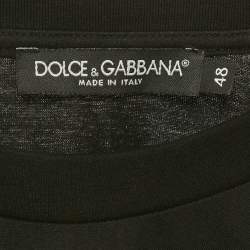 Pre Owned Dolce & Gabbana Black Logo Print Cotton T-Shirt M