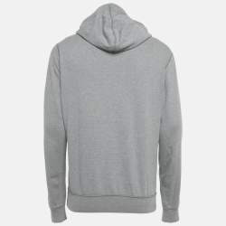Pre Owned Dolce & Gabbana Grey Cotton Logo Plaque Detail Hoodie L