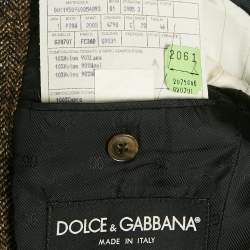 Pre Owned Dolce & Gabbana Brown Patterned Wool Single Breasted Blazer S