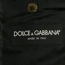 Pre Owned Dolce & Gabbana Brown Patterned Wool Single Breasted Blazer S