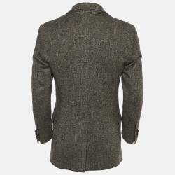 Pre Owned Dolce & Gabbana Brown Patterned Wool Single Breasted Blazer S