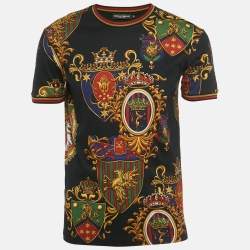 Pre Owned Dolce & Gabbana Black Stemmi 3 Print Cotton Crewneck T-Shirt S