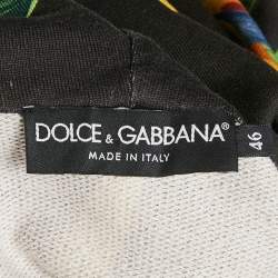 Pre Owned Dolce & Gabbana Black Bird Of Paradise Print Cotton Hooded Sweatshirt S