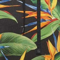 Pre Owned Dolce & Gabbana Black Bird Of Paradise Print Cotton Hooded Sweatshirt S