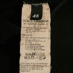 Pre Owned Dolce & Gabbana Black Logo Embroidered Cotton Sweatshirt M