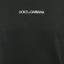 Pre Owned Dolce & Gabbana Black Logo Embroidered Cotton Sweatshirt M