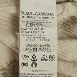 Pre Owned Dolce & Gabbana Light Grey Bird Print Cotton Pique Polo T-Shirt M