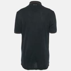 Pre Owned Dolce & Gabbana Black Bird Applique Cotton Pique Polo T-Shirt XL
