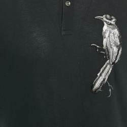 Pre Owned Dolce & Gabbana Black Bird Applique Cotton Pique Polo T-Shirt XL