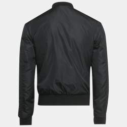 Pre Owned Dolce & Gabbana Black Nylon Logo Plaque Bomber Jacket XS