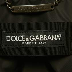 Pre Owned Dolce & Gabbana Black Nylon Logo Plaque Bomber Jacket XS