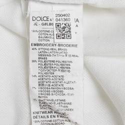 Pre Owned Dolce & Gabbana White Cotton Applique Polo T-Shirt L