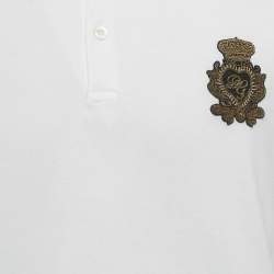 Pre Owned Dolce & Gabbana White Cotton Applique Polo T-Shirt L
