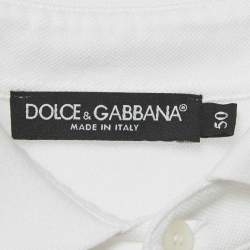 Pre Owned Dolce & Gabbana White Cotton Applique Polo T-Shirt L