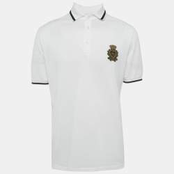 Pre Owned Dolce & Gabbana White Cotton Applique Polo T-Shirt L