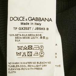 Pre Owned Dolce & Gabbana Black Patterned Silk Jersey Polo T-Shirt XL