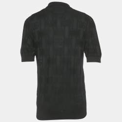 Pre Owned Dolce & Gabbana Black Patterned Silk Jersey Polo T-Shirt XL