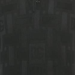 Pre Owned Dolce & Gabbana Black Patterned Silk Jersey Polo T-Shirt XL