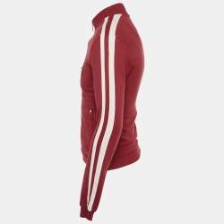 Pre Owned Dolce & Gabbana Red Cotton Logo Applique Zip -Up Jacket XS 
