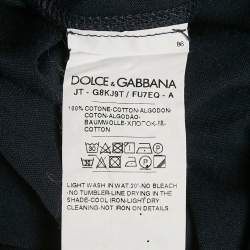 Pre Owned Dolce & Gabbana Navy Blue Cotton Logo Plaque T-Shirt XXL