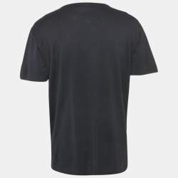 Pre Owned Dolce & Gabbana Navy Blue Cotton Logo Plaque T-Shirt XXL