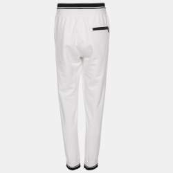 Pre Owned Dolce & Gabbana White Jersey Logo Print Jogger Pants L