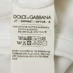 Pre Owned Dolce & Gabbana White Prince I Was There Print Cotton Crew Neck T-Shirt L