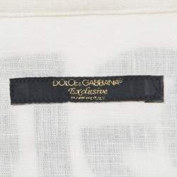 مملوكة مسبقًا Dolce & Gabbana Off White Logo Print Linen Long Sleeve Shirt XS 