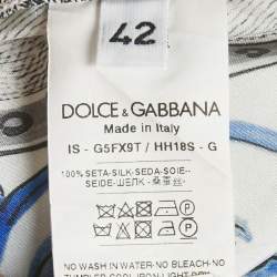 مملوكة مسبقًا Dolce & Gabbana Blue Printed Silk Short Sleeve Shirt XL