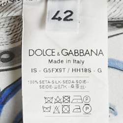 مملوكة مسبقًا Dolce & Gabbana Blue Printed Silk Short Sleeve Shirt XL