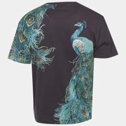 Pre Owned تي شيرت دولتشي أند غابانا طباعة طاووس أرجواني جيرسي مقاس ثلاثي الإكس - XXXL
