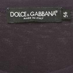 Pre Owned تي شيرت دولتشي أند غابانا طباعة طاووس أرجواني جيرسي مقاس ثلاثي الإكس - XXXL