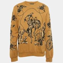 Pre Owned Dolce & Gabbana Brown Printed Knit Sweatshirt XL