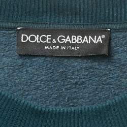 Pre Owned Dolce & Gabbana Teal Green Patterned Sweatshirt XS