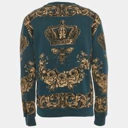 Pre Owned Dolce & Gabbana Teal Green Patterned Sweatshirt XS