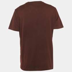 Pre Owned Dolce & Gabbana Burgundy Logo Print Cotton T -Shirt M