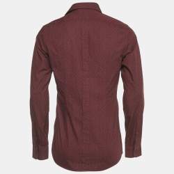 مملوكة مسبقًا Dolce & Gabbana Burgundy Printed Cotton Gold Shirt M